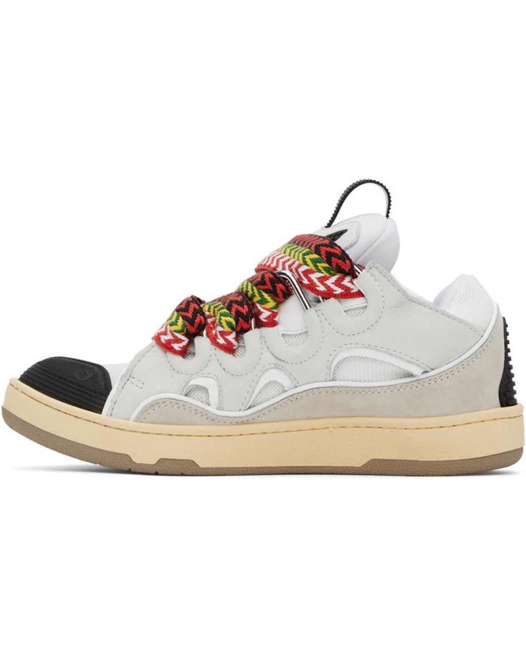 Lanvin Natural Curb Panelled Lace-Up Sneakers