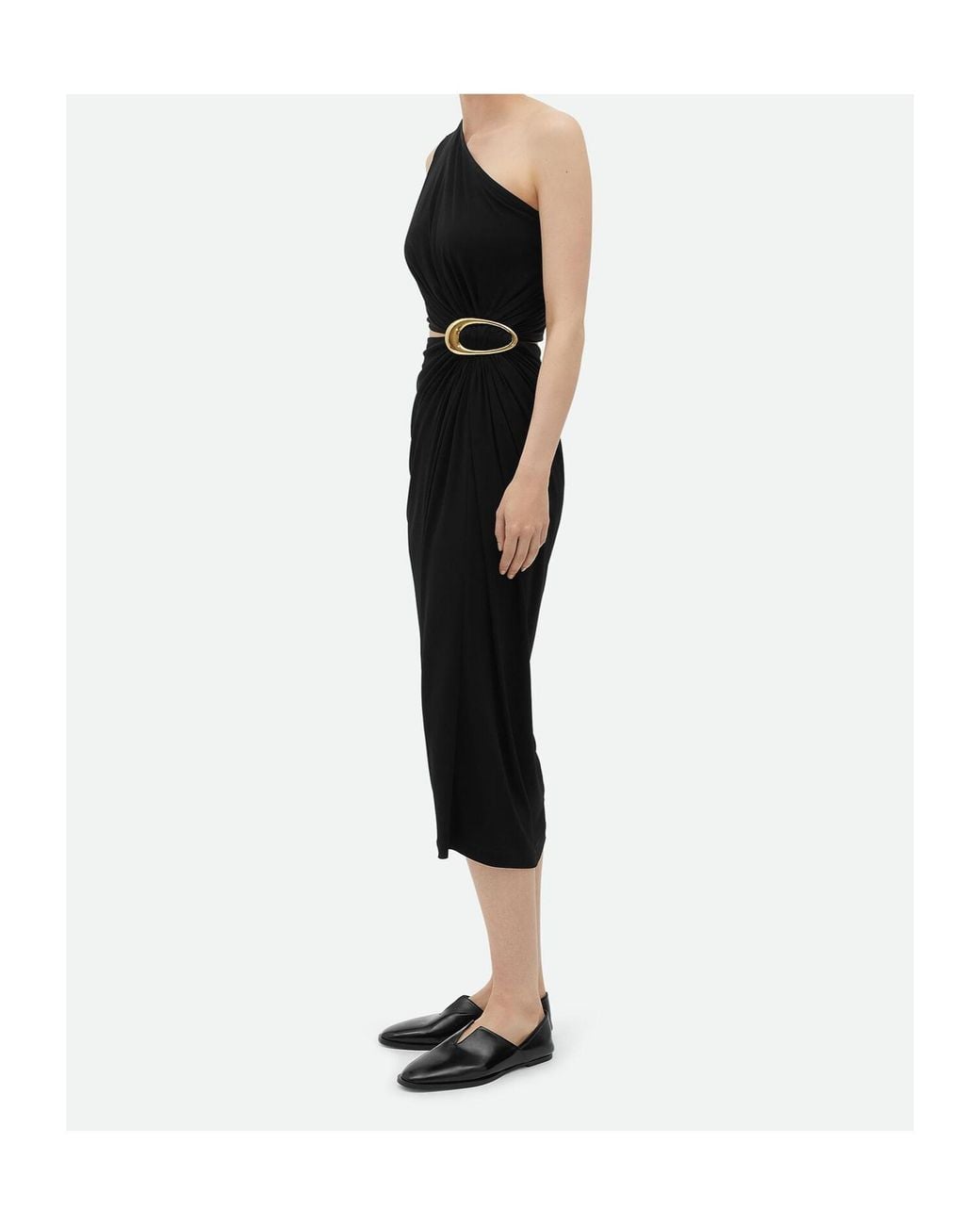 Bottega Veneta Black Buckle Detailed Sleeveless Midi Dress