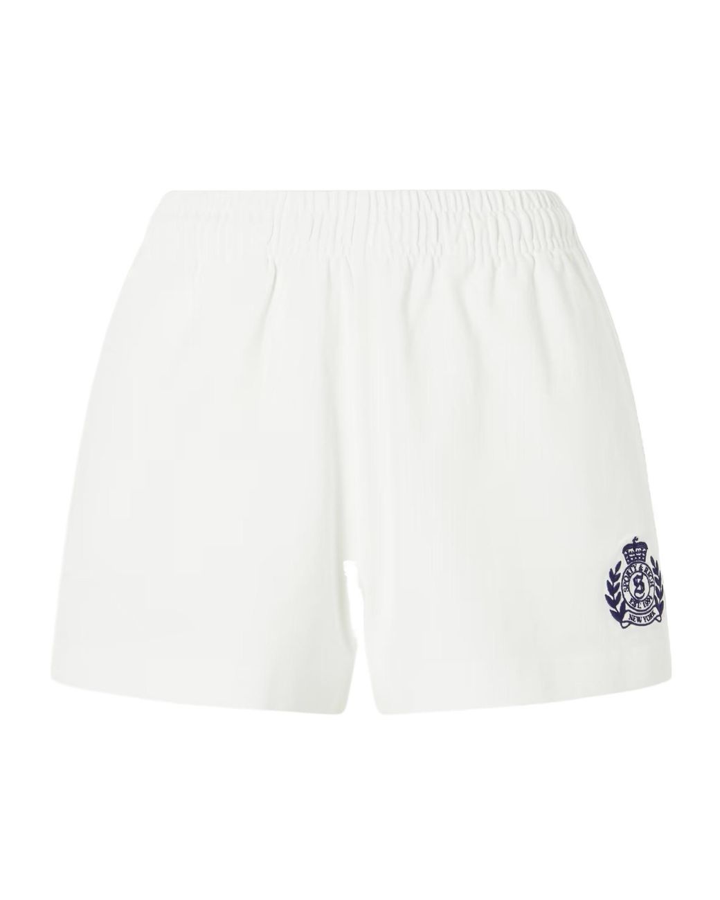 Sporty & Rich White Logo-Embroidered Cotton Shorts
