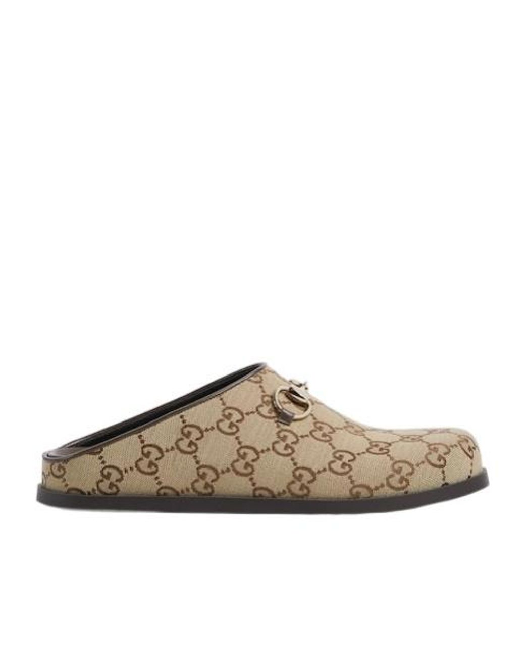 Gucci Brown Horsebit Monogrammed Mules