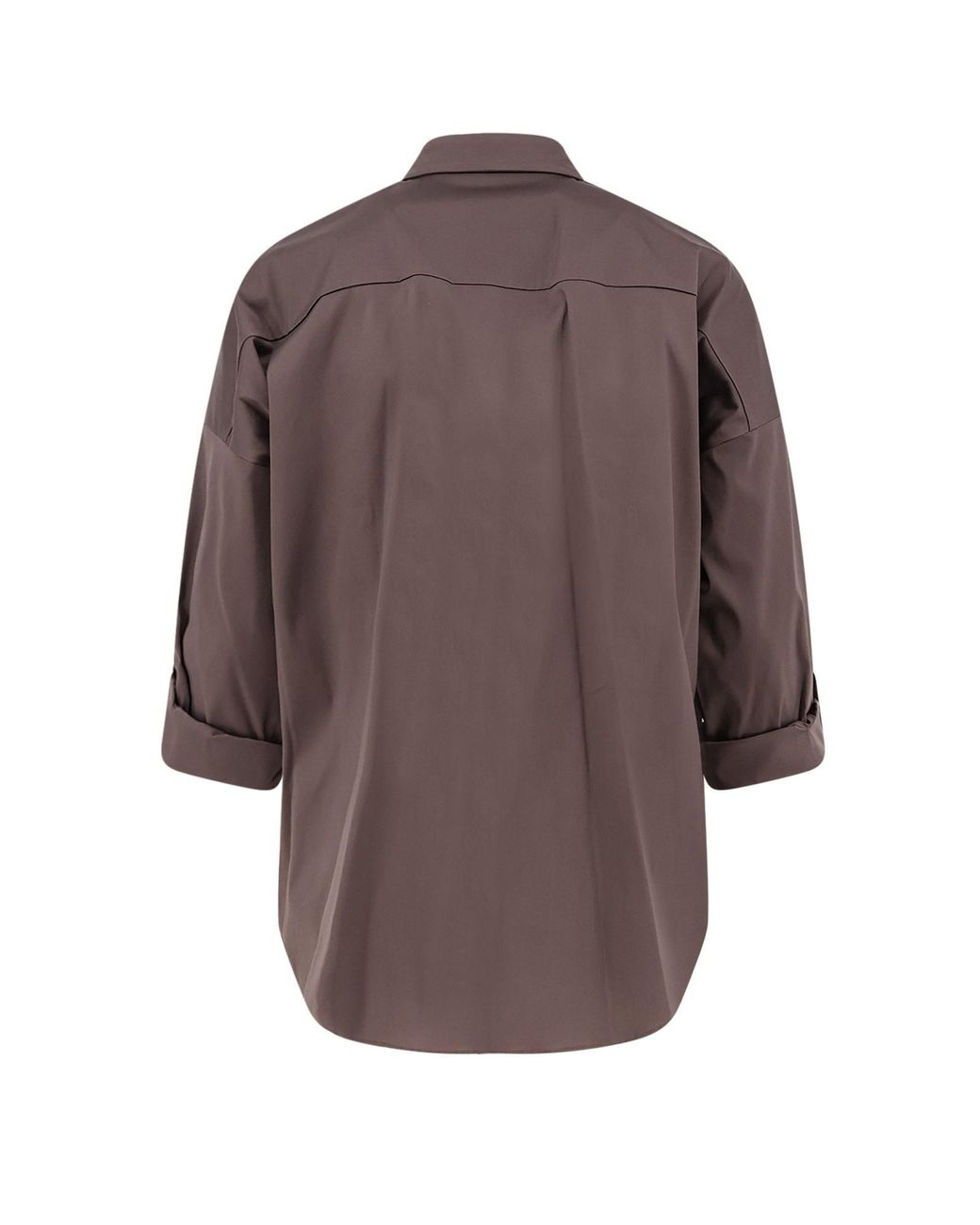 Brunello Cucinelli Brown Collared Long-Sleeve Shirt