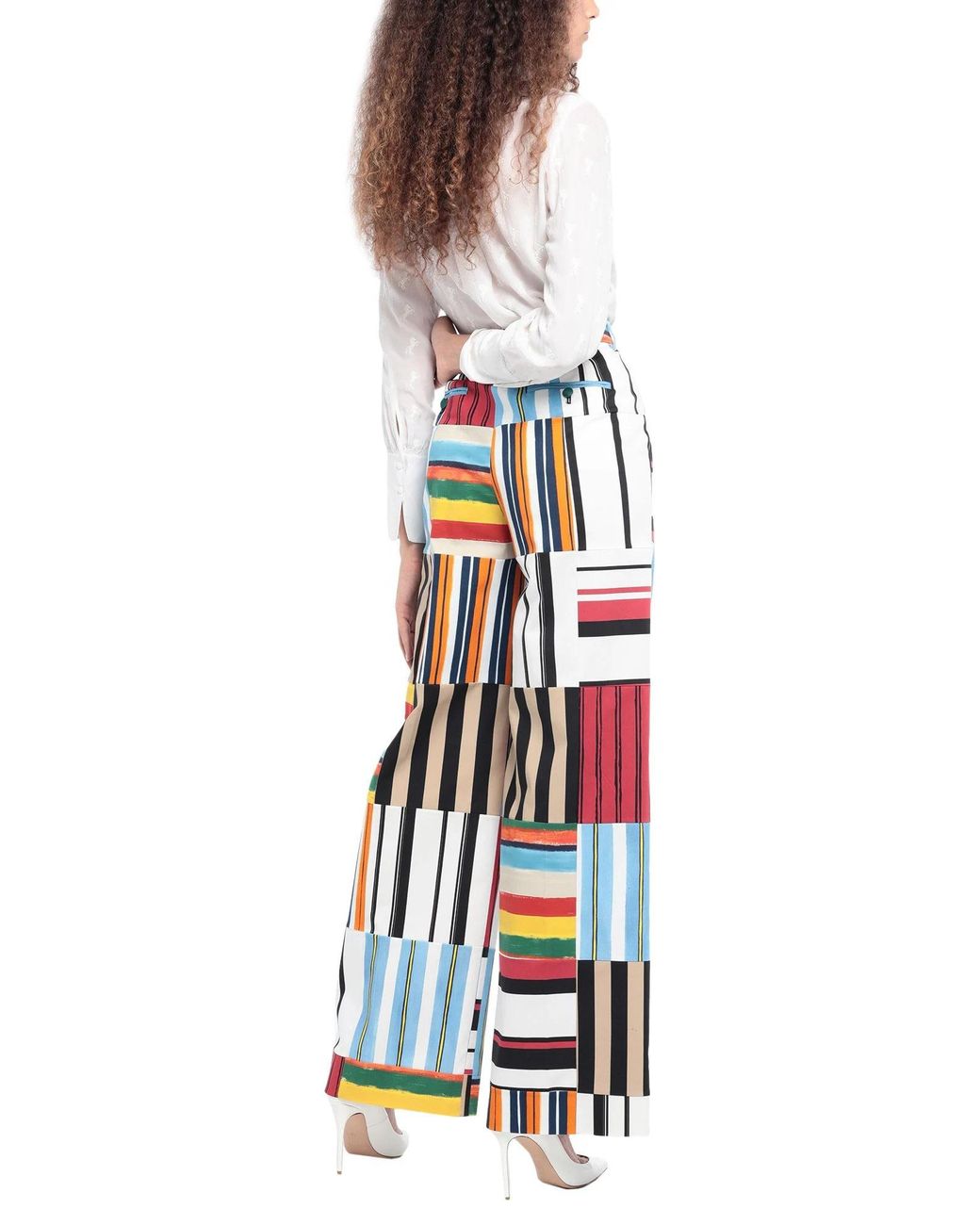Dolce & Gabbana White Striped Wide-Leg Pants