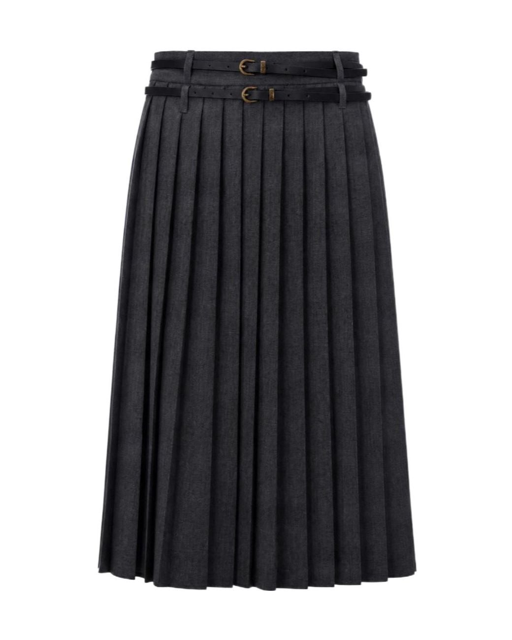Liu Jo Black Double-Belted Pleated Skirt