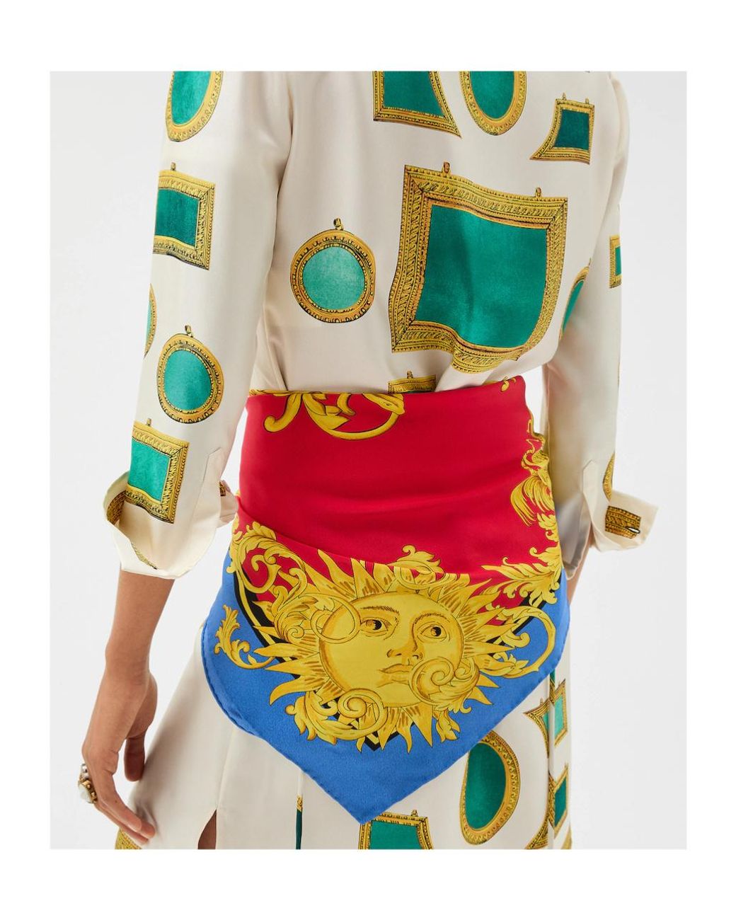 Versace Red Printed Silk Twill Scarf 90 Cm
