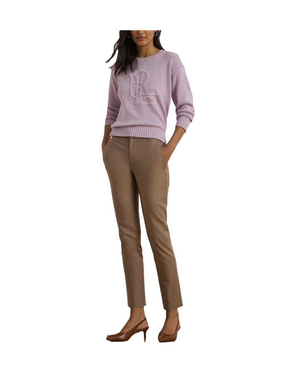 Ralph Lauren Gray Solid Color Straight Leg Trouser