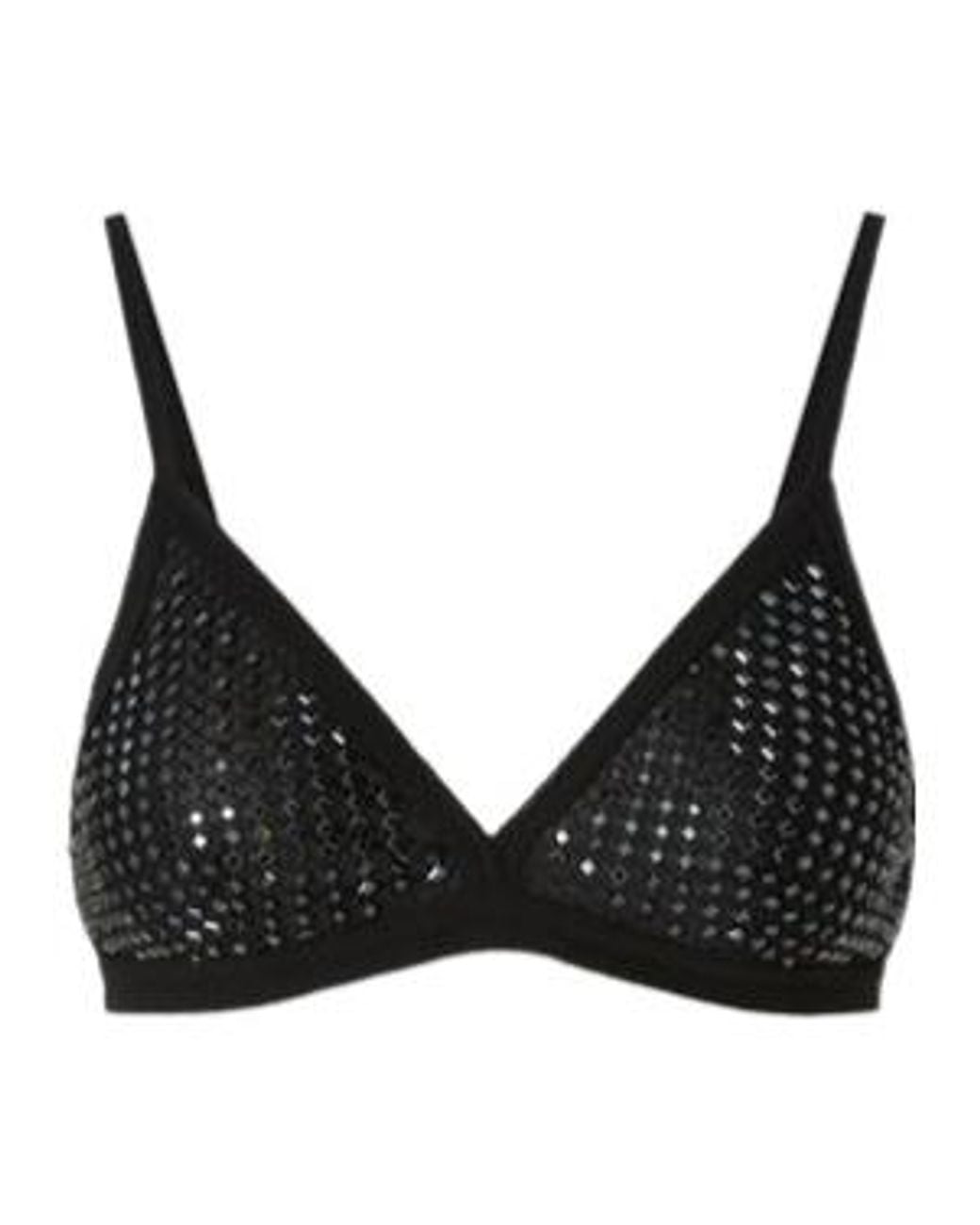 Pinko Black Mesh-Effect Bra With Rhinestones