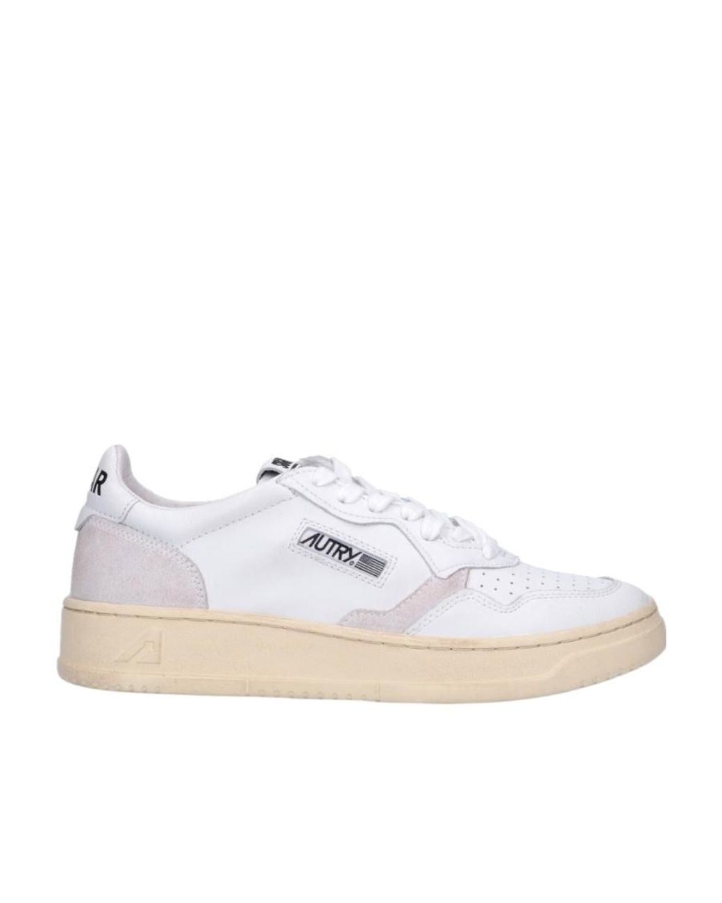 Autry White Perforated Low-Top Sneakers for men