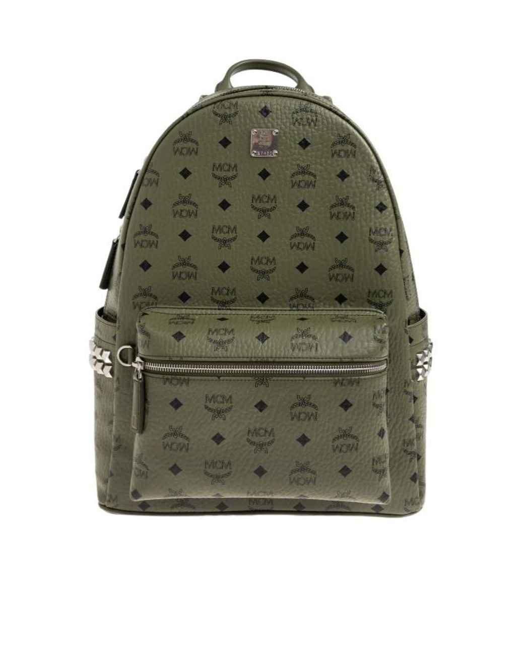 MCM Green Medium Stark Visetos Studded Backpack for men
