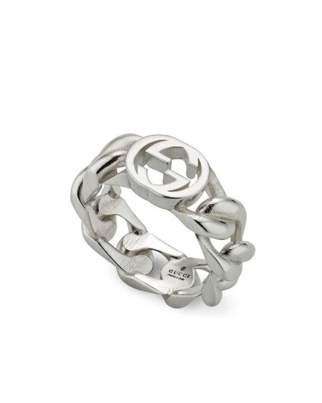Gucci White Interlocking Ring for men