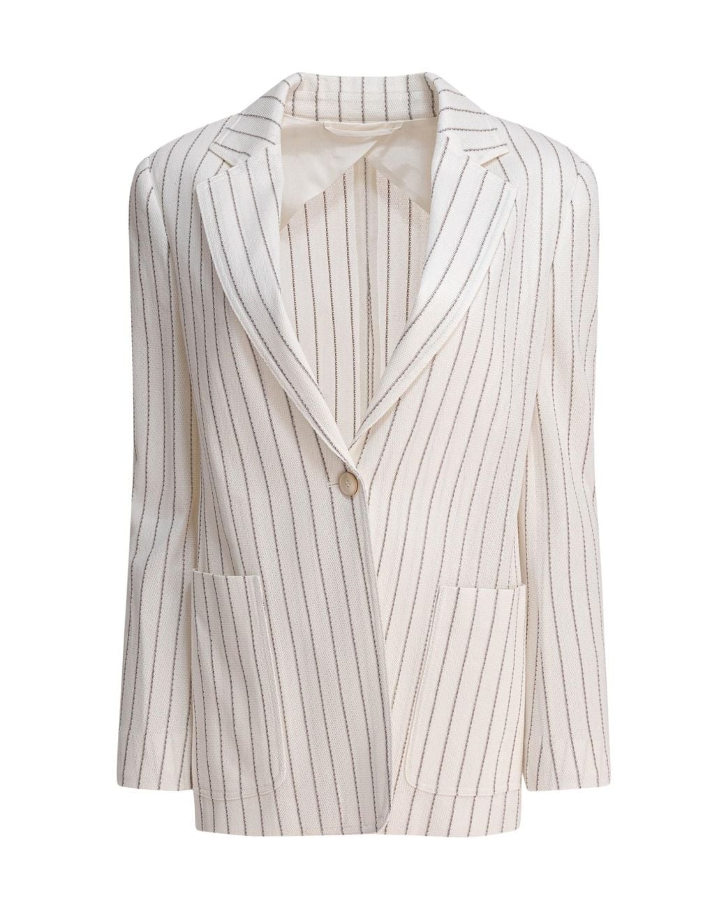 Max Mara White Jadi Striped Single-Breasted Tailored Blazer