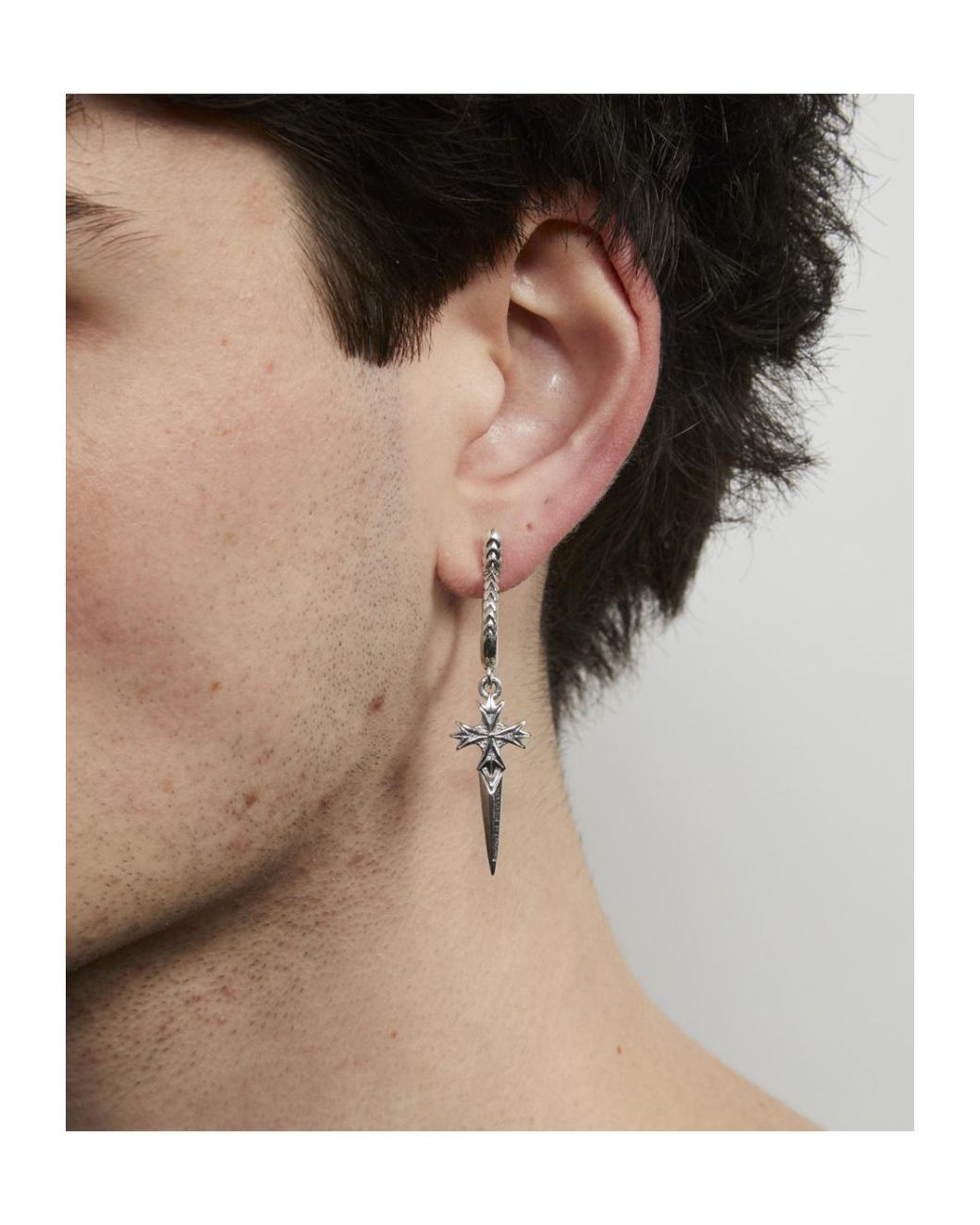 Emanuele Bicocchi White Pugnale Earring for men