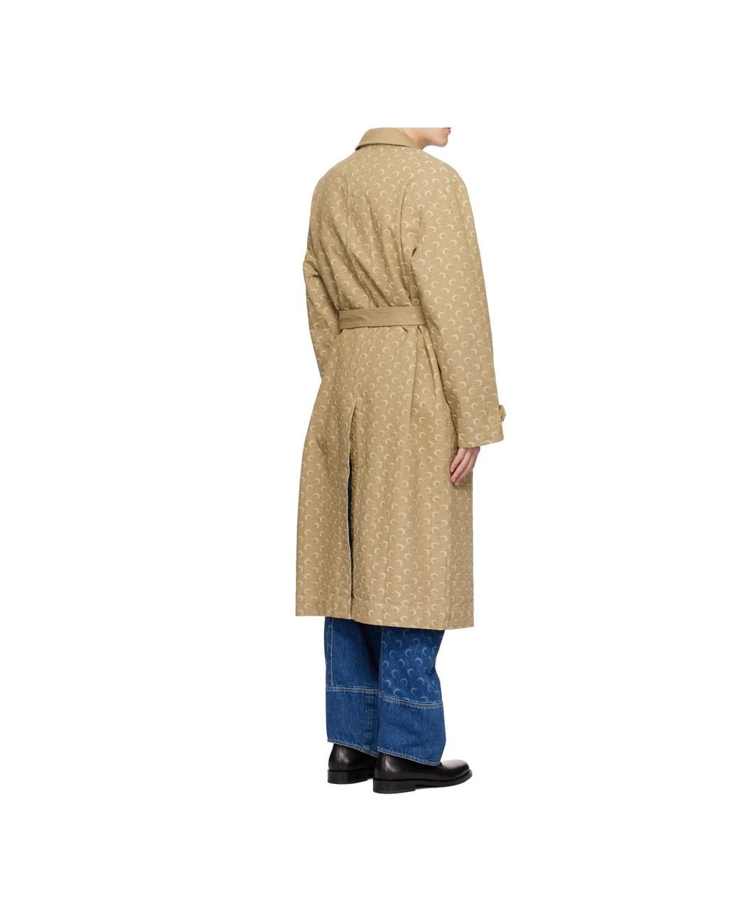 MARINE SERRE Natural Patterned Twill Coat for men