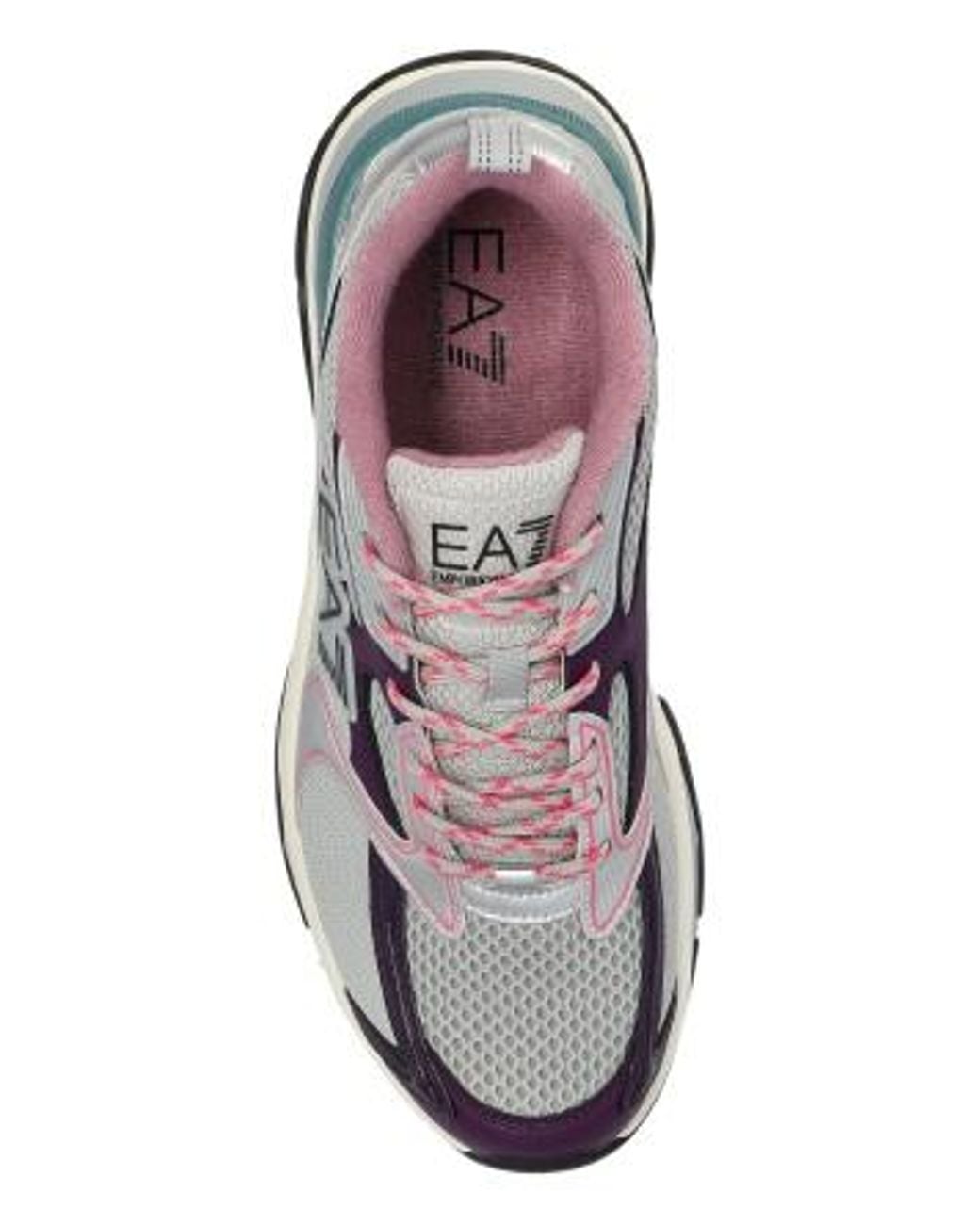 EA7 Gray Mesh Lace-Up Sneakers for men