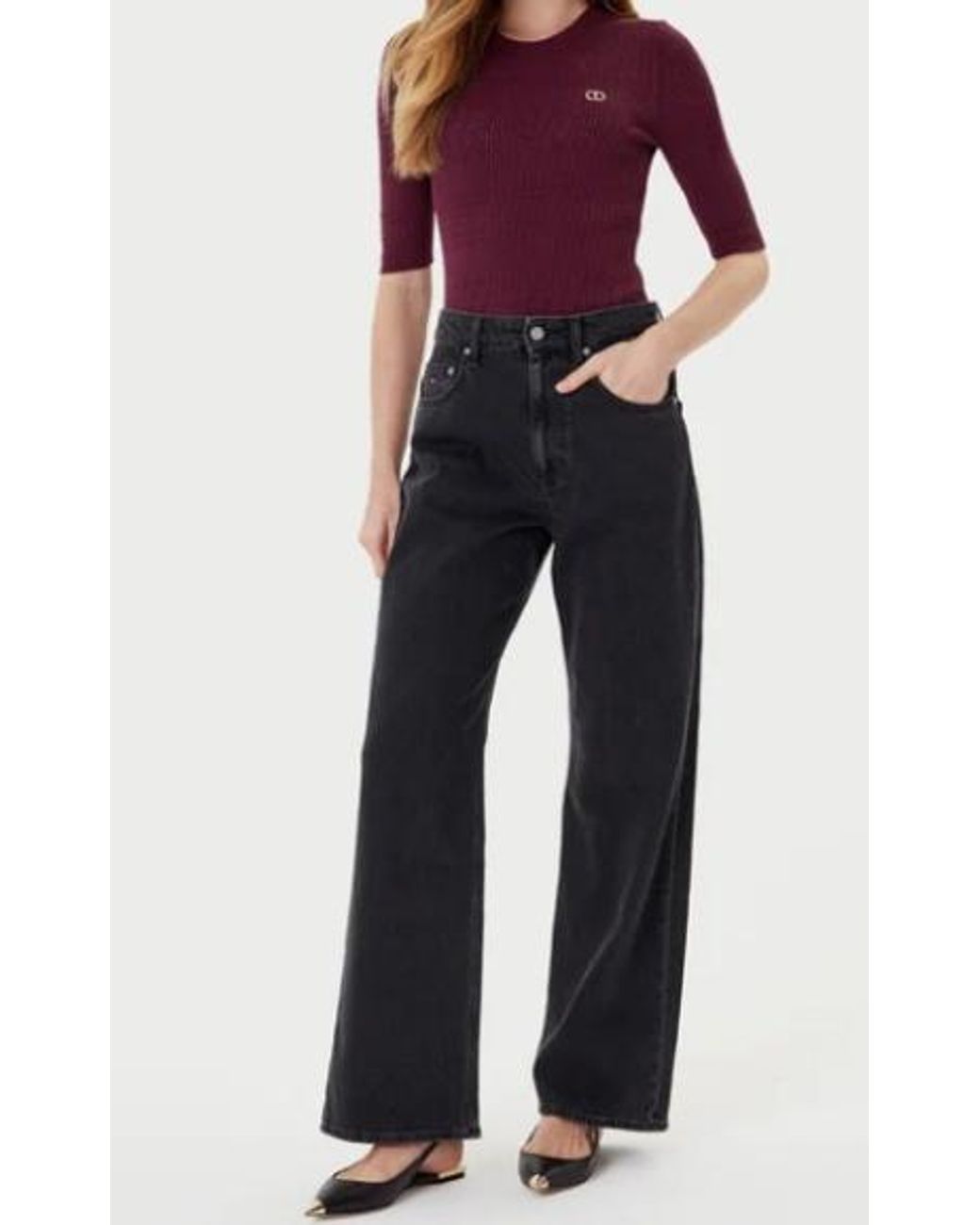 Twinset Purple Textured Knit Sweater
