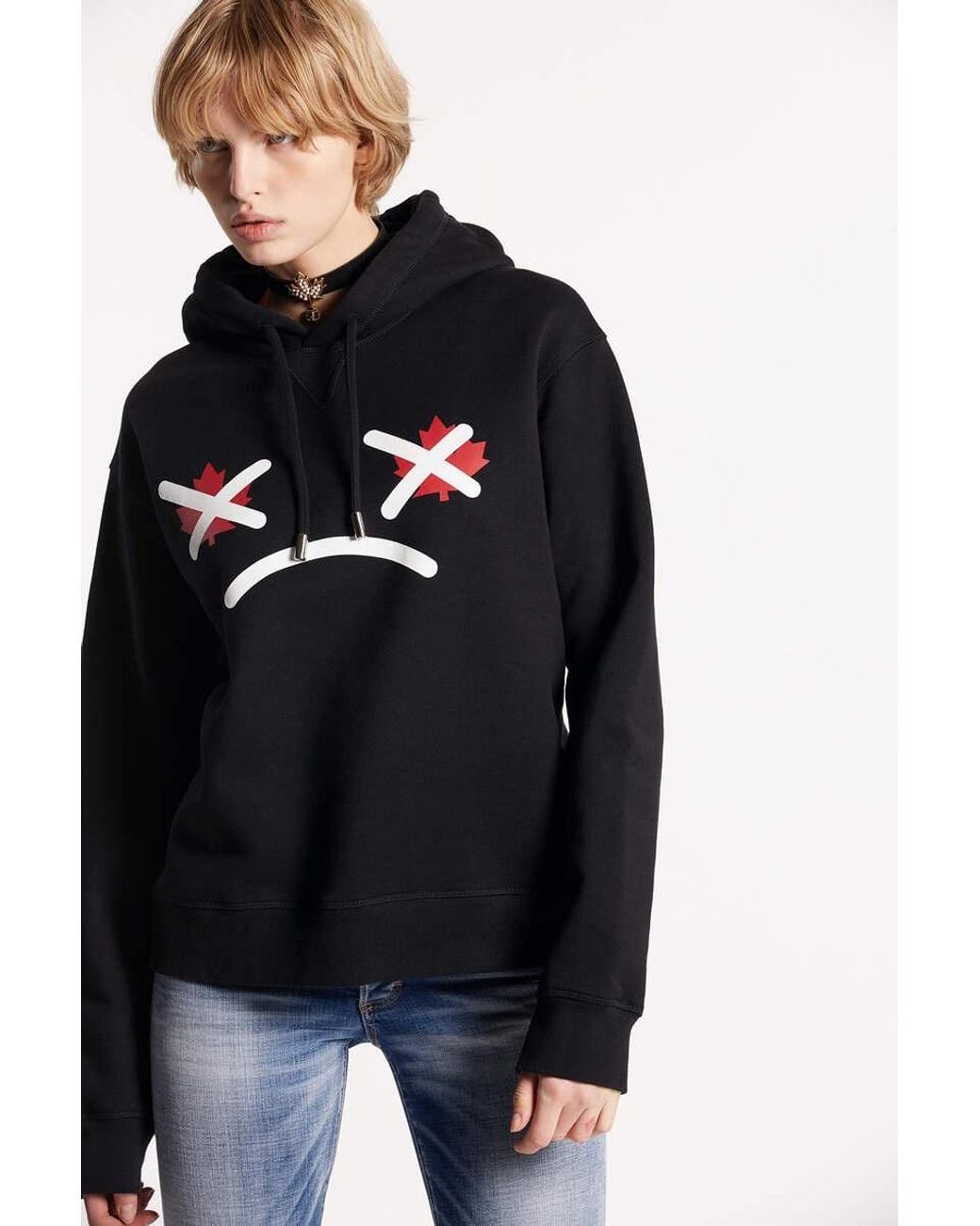 DSquared² Blue Graphic-Print Cotton Hoodie