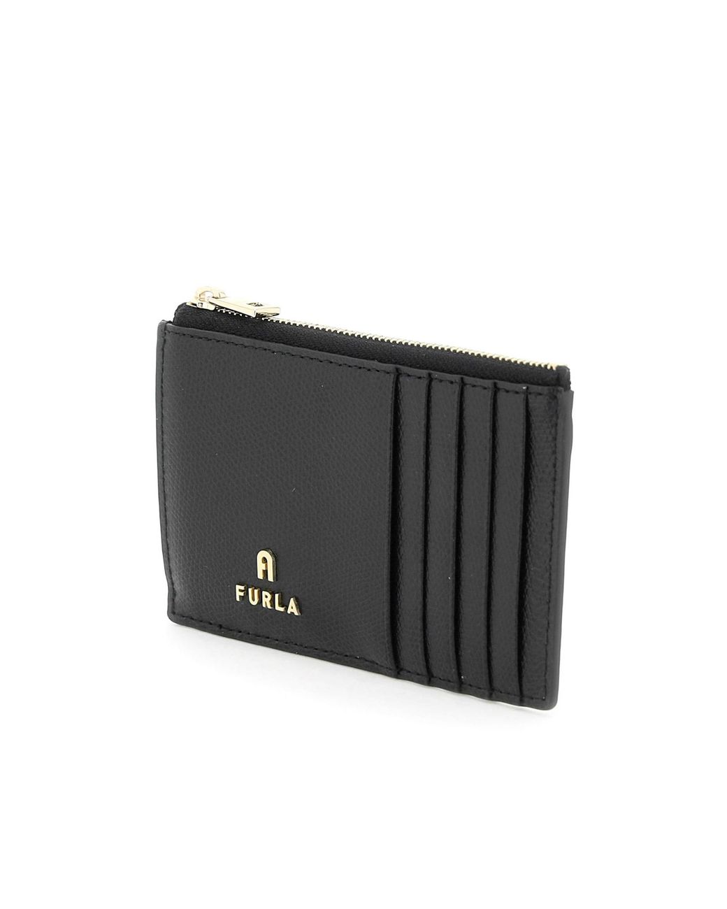 Furla Black Logo Plaque Zipped Cardholder