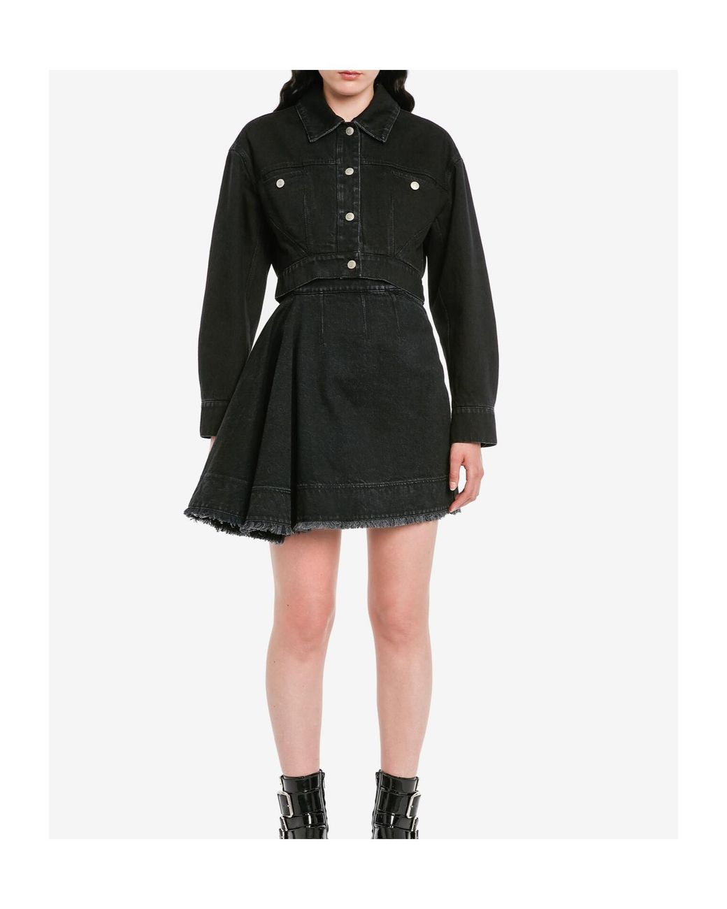 McQueen Black Cropped Denim Jacket