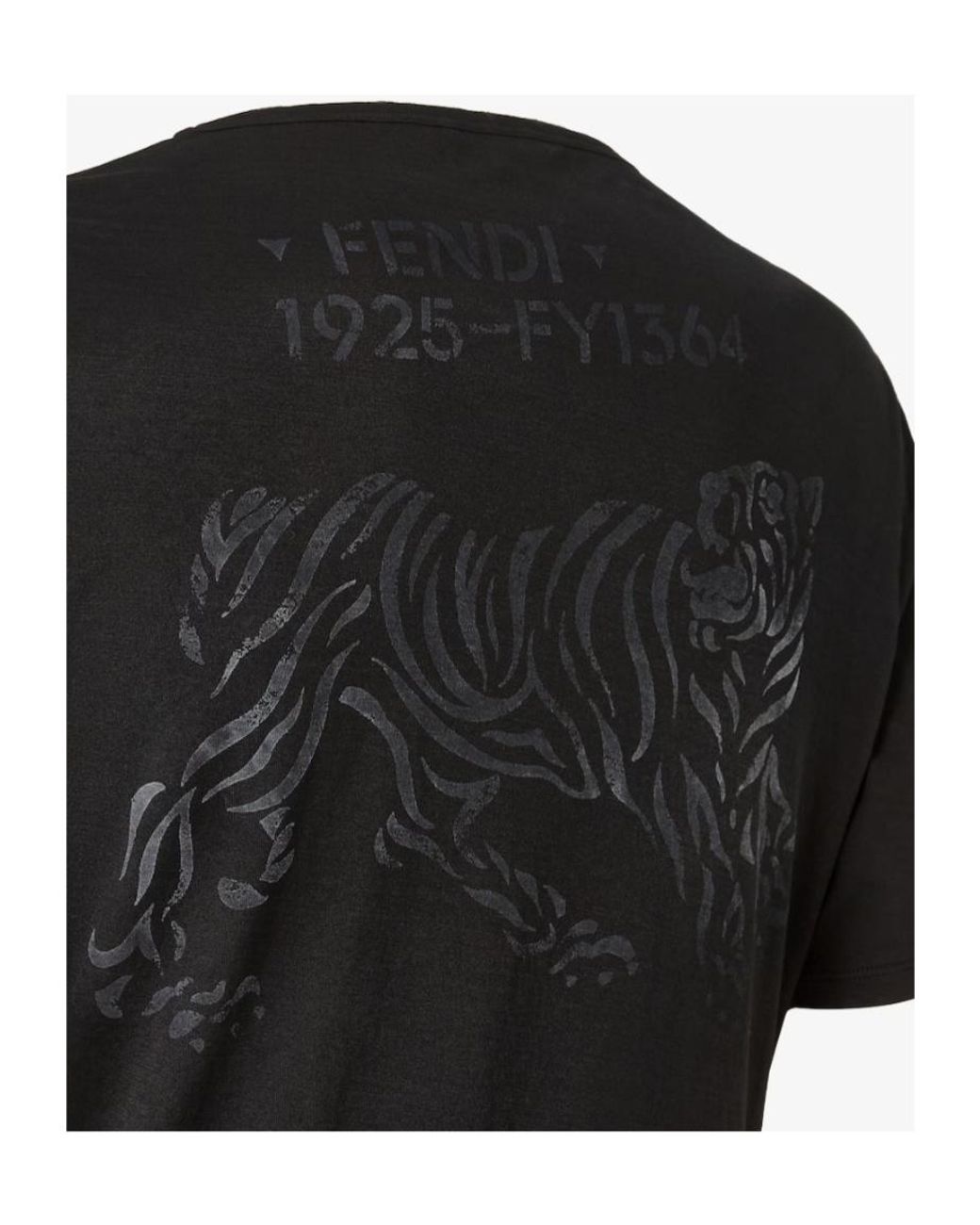 Fendi Black And Tie-Dye Cotton T-Shirt for men