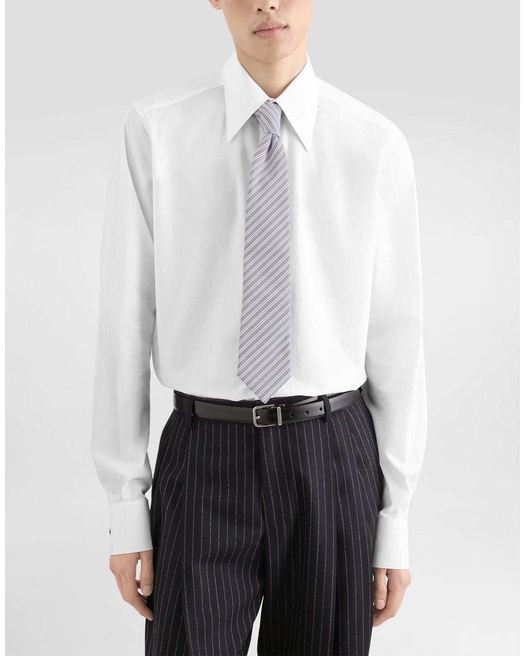 Dolce & Gabbana White Striped Tie for men