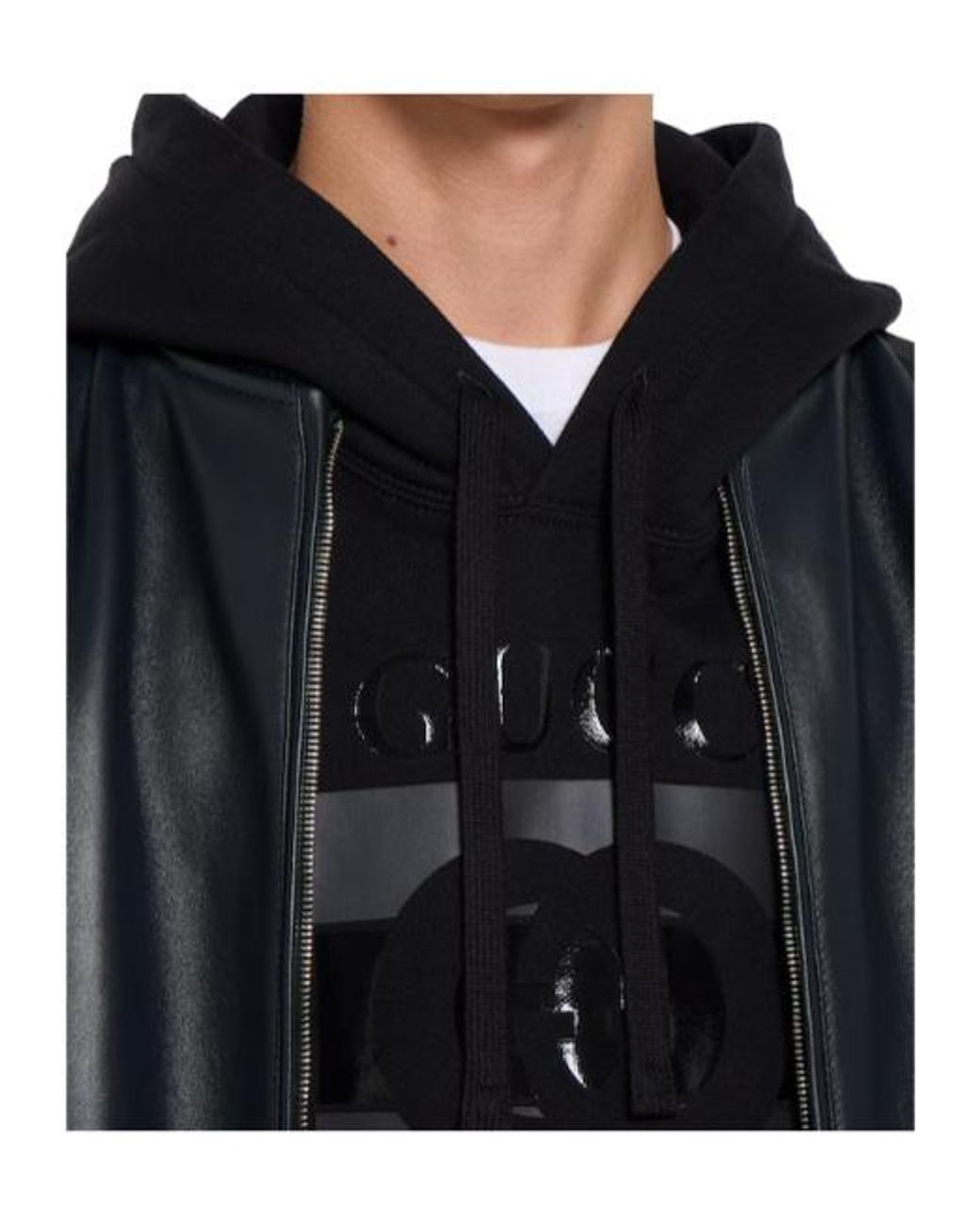 Gucci Blue Logo Embroidered Zip-Up Jacket for men