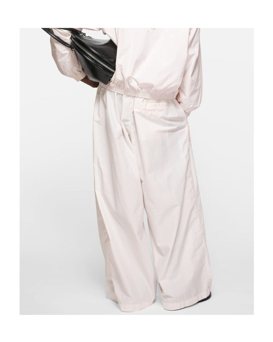 Acne White Taffeta Trousers for men