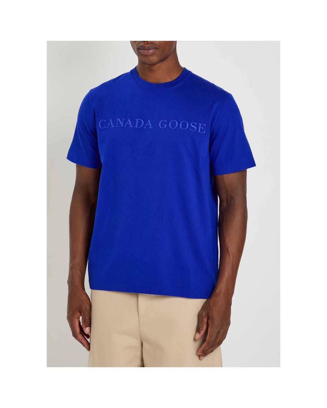 Canada Goose Blue Simple Cotton T-Shirt for men