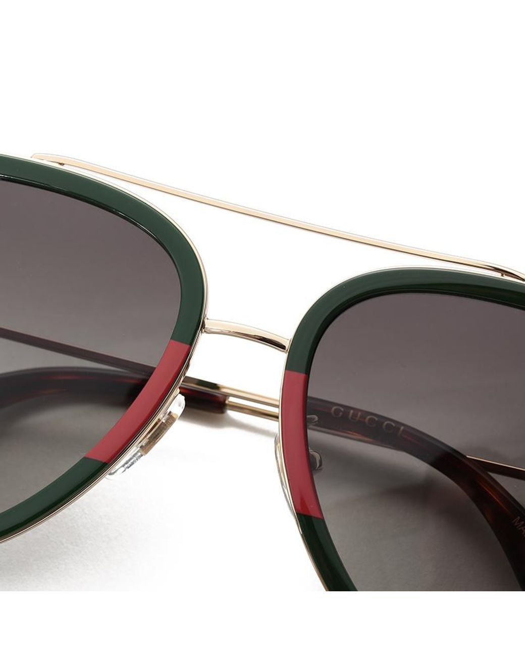 Gucci Metallic Eyewear Double Bridge Aviator Sunglasses