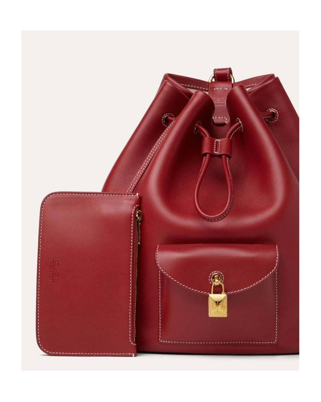 Loro Piana Red Extra Drawstring Backpack