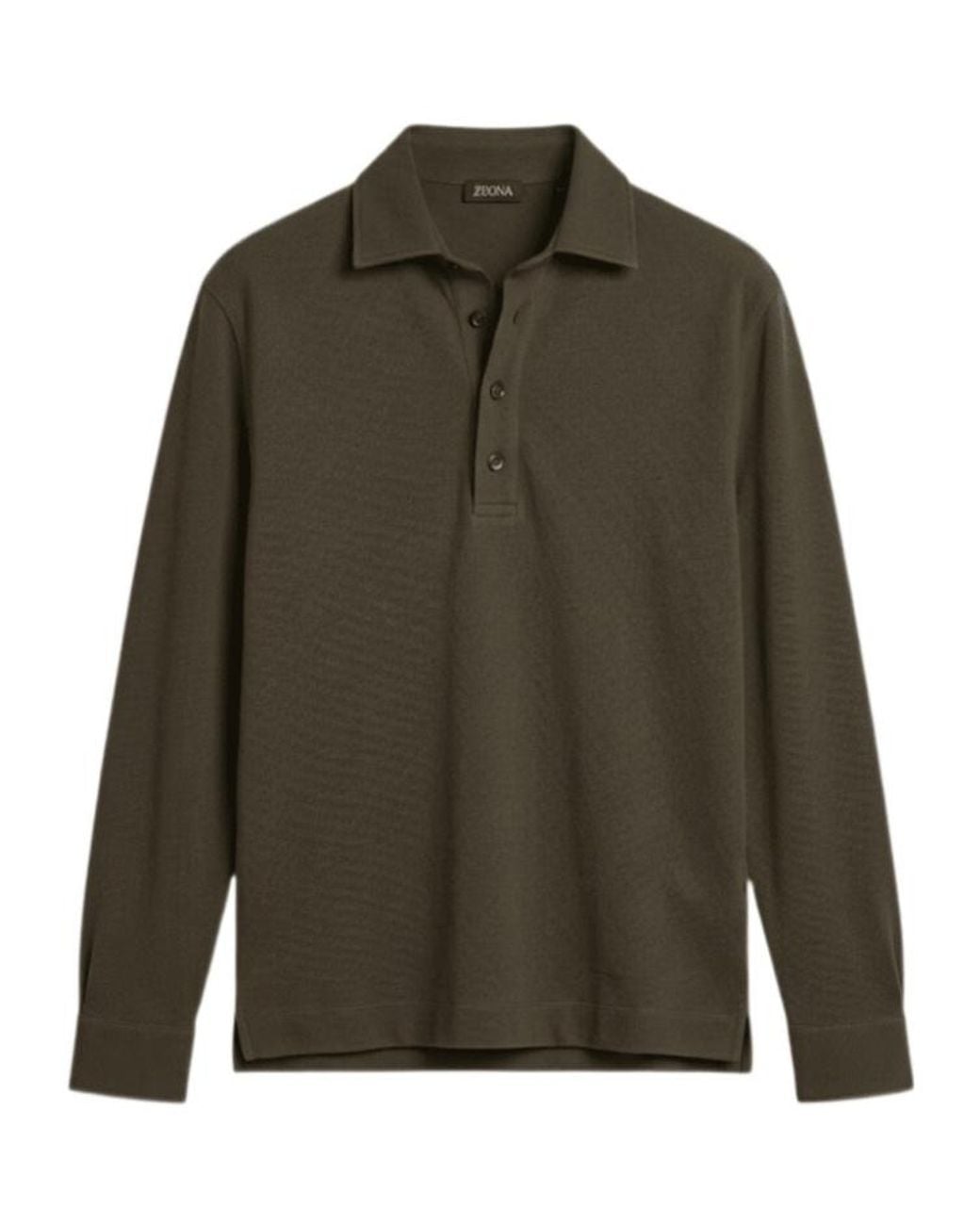 Zegna Green Long-Sleeve Polo Shirt for men