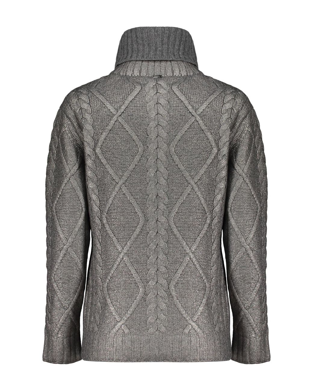 Herno Gray Cable-Knit Turtleneck Knitted Sweater