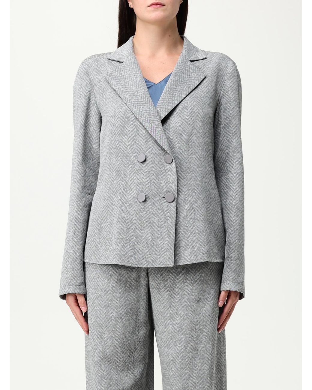 Emporio Armani Gray Double Breasted Blazer