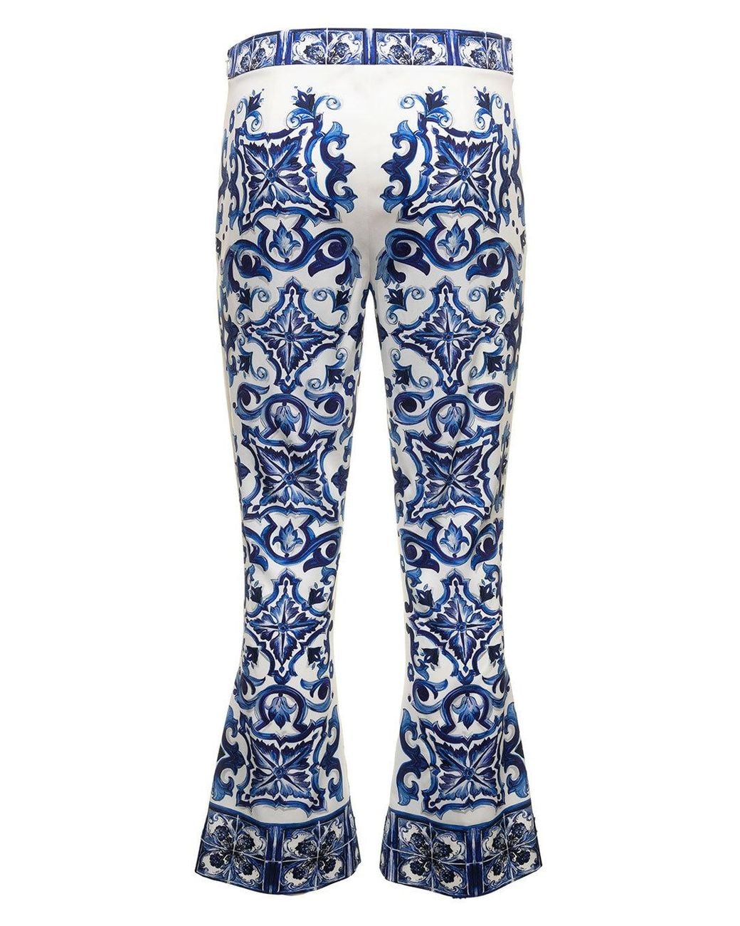 Dolce & Gabbana Blue Majolica Printed Flared Pants