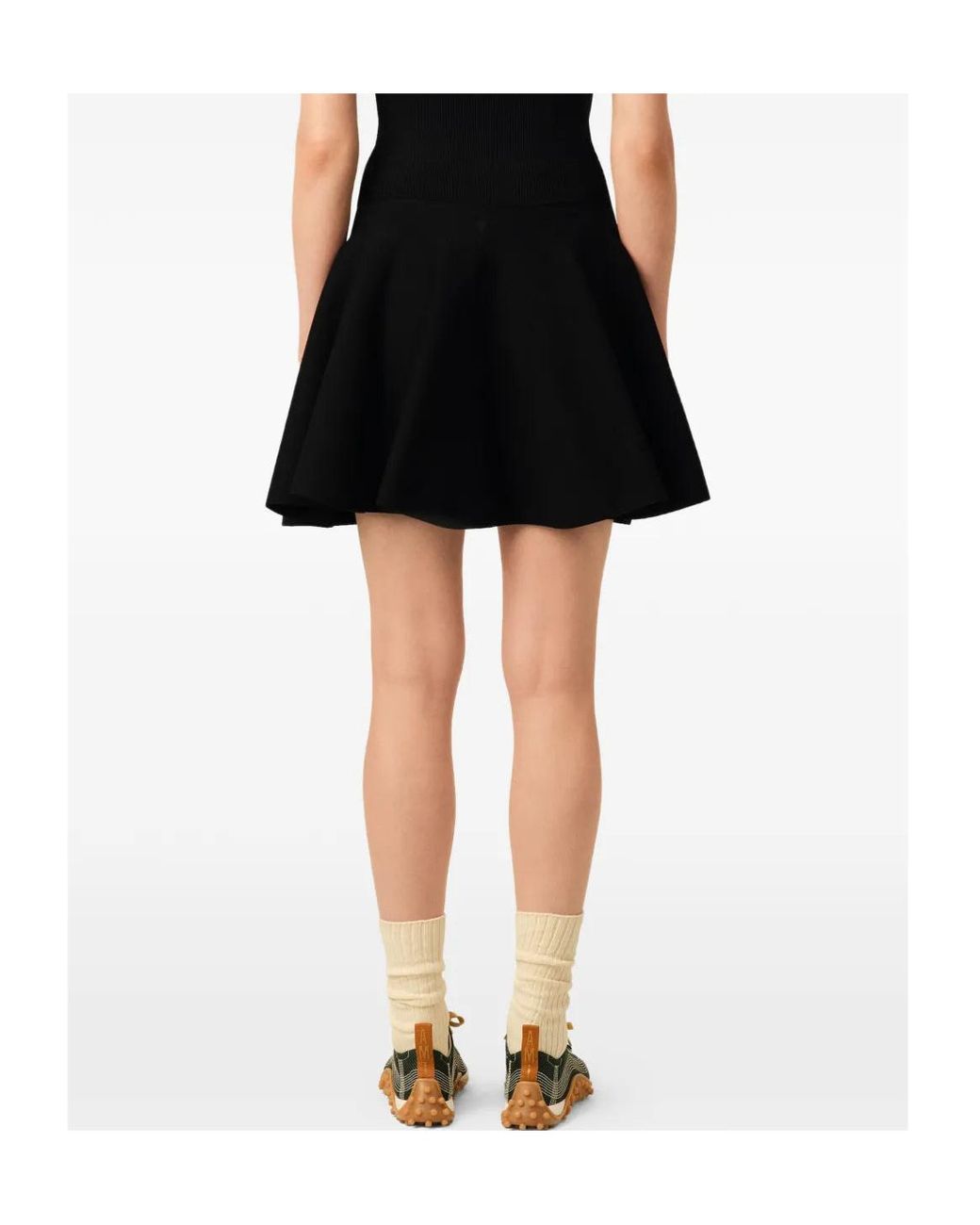 AMI Black Ami Ribbed Waist Flared Mini Skirt