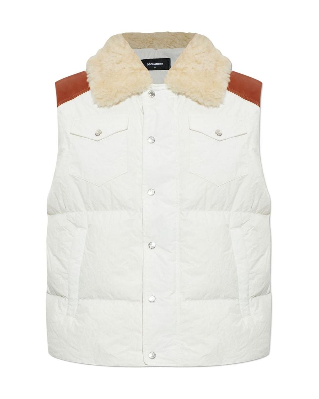 DSquared² White Shearling Collar Padded Gilet for men