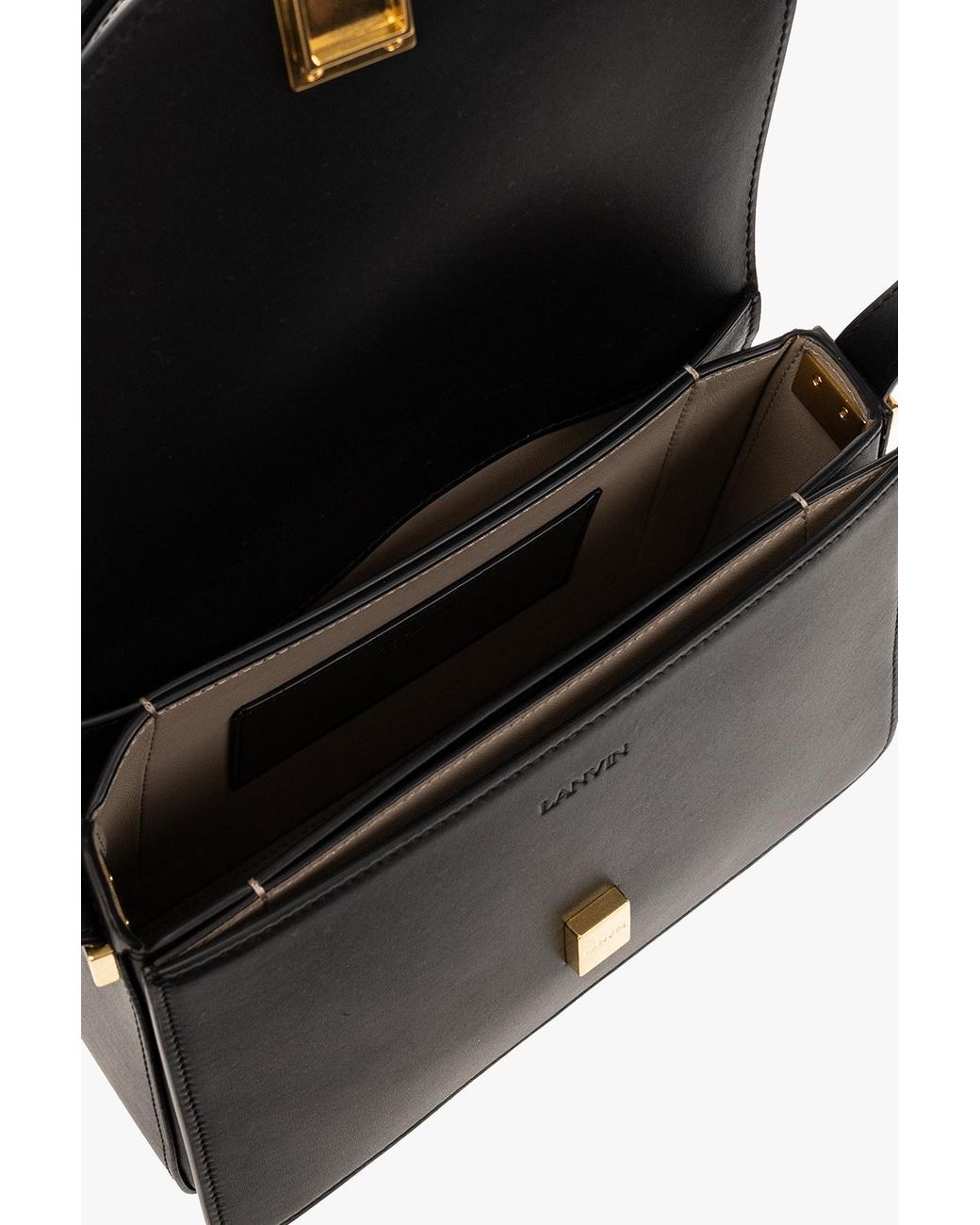 Lanvin Black Concerto Pm Foldover Top Shoulder Bag