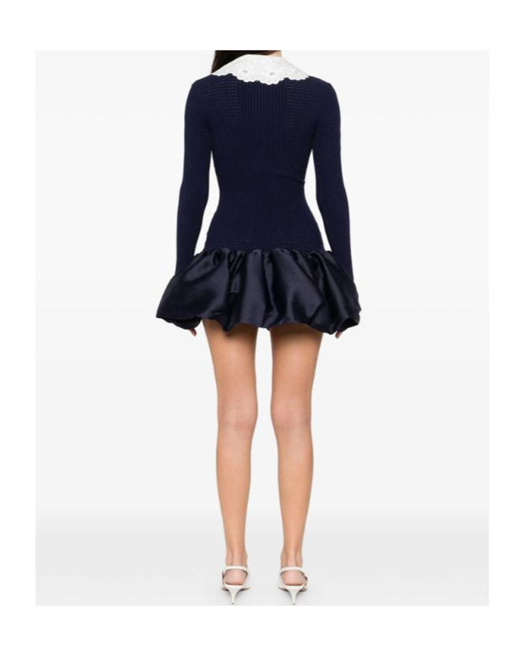 Self-Portrait Blue Knitted Taffeta Mini Dress