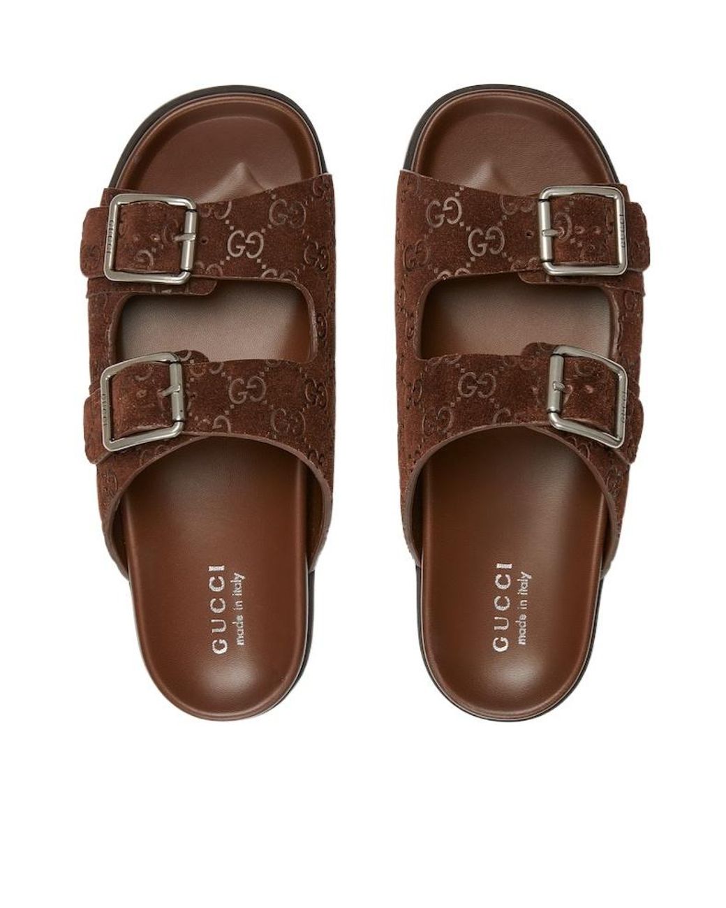 Gucci Multicolor Logo Embossed Leather Slides for men