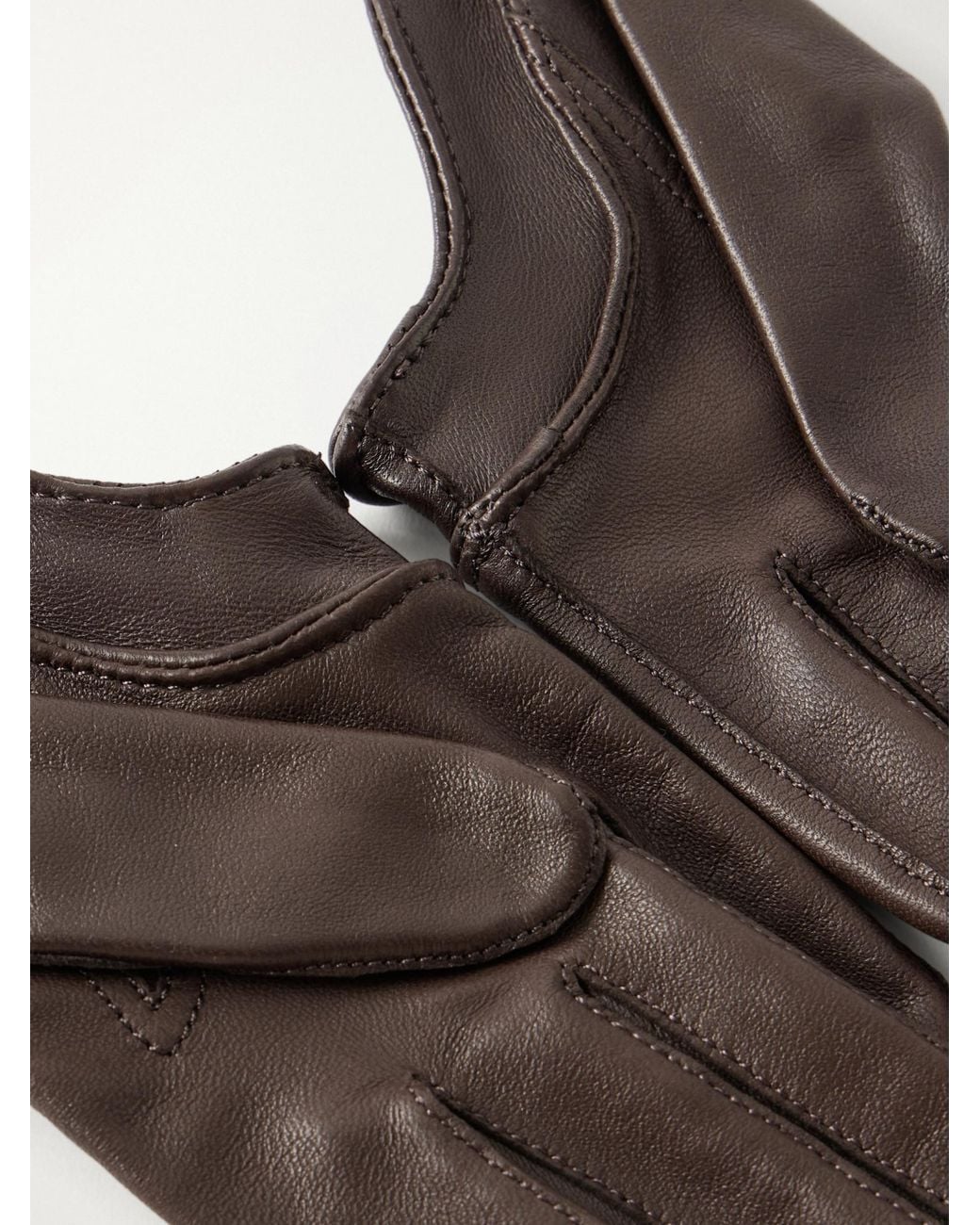 Magda Butrym Brown Leather Paneled Gloves