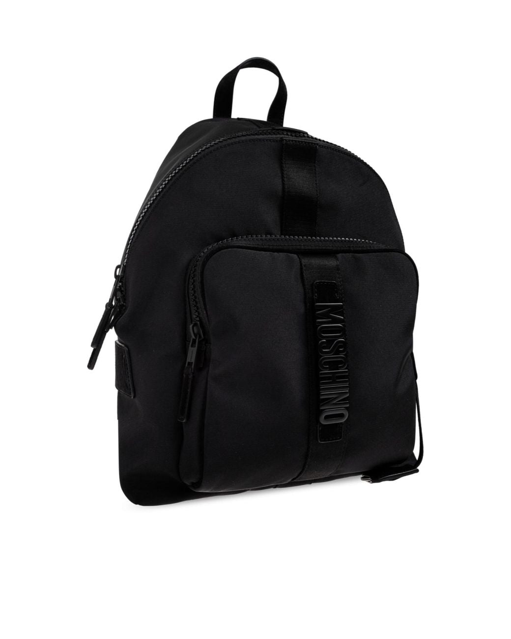 Moschino Black Logo Detailed Zipped Backpack for men