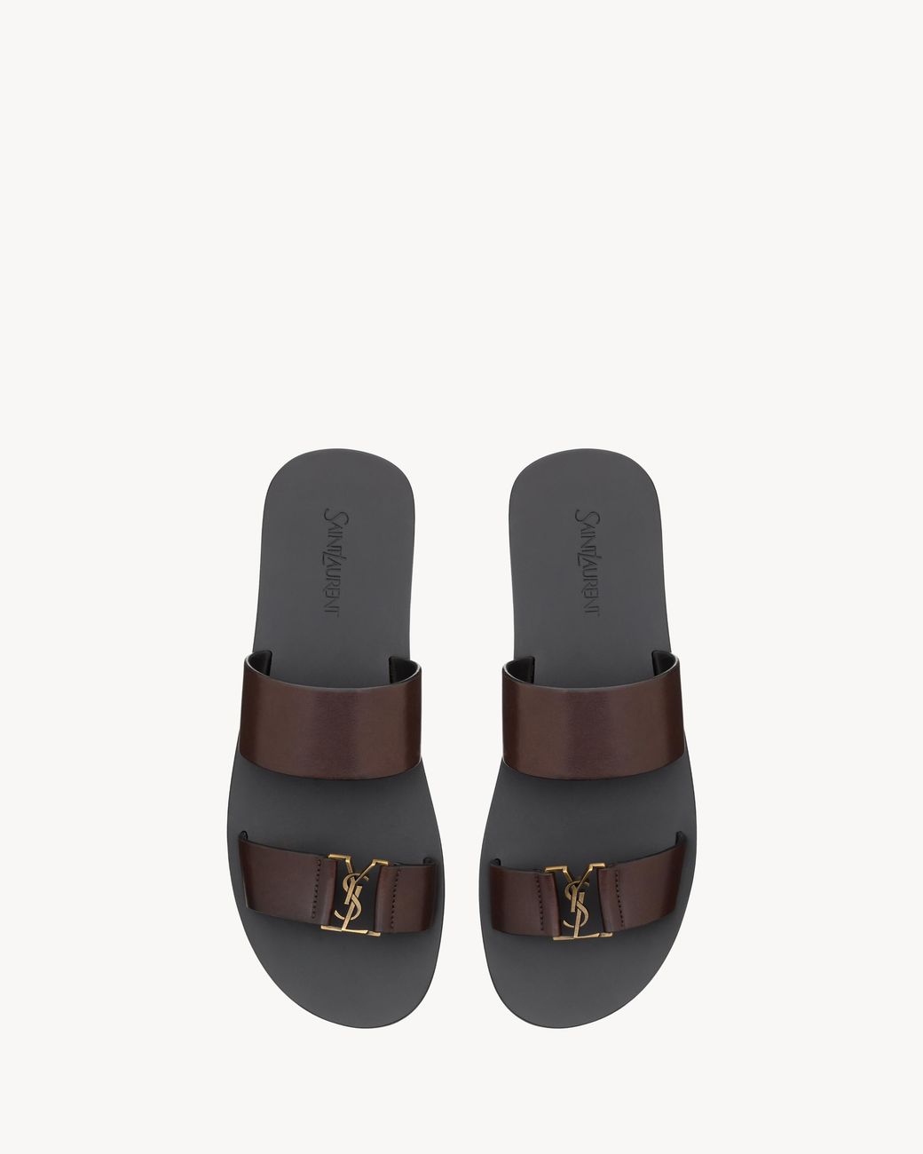 Saint Laurent White Babylone Logo Plaque Slides for men