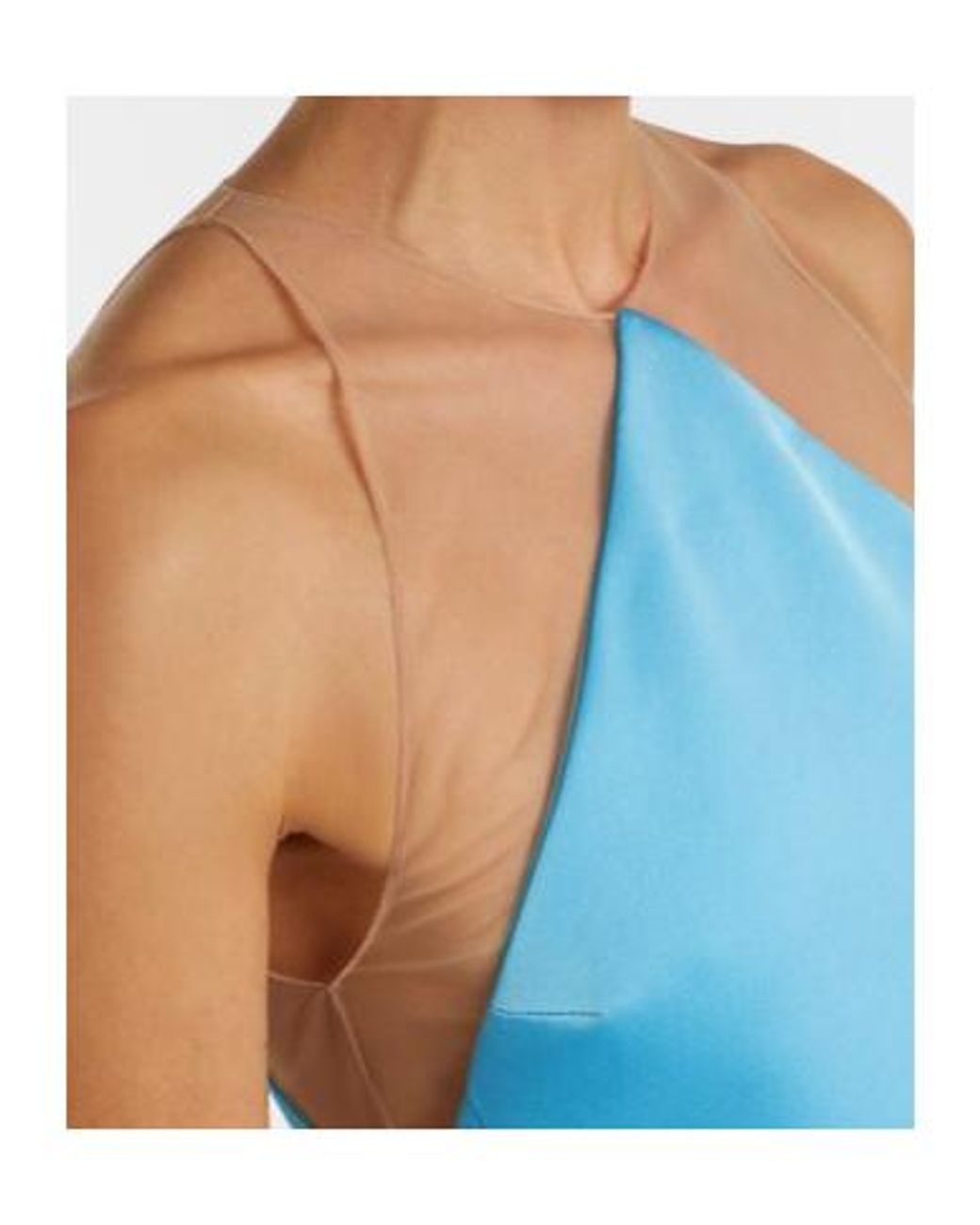 David Koma Blue Feather-Trimmed Satin Minidress