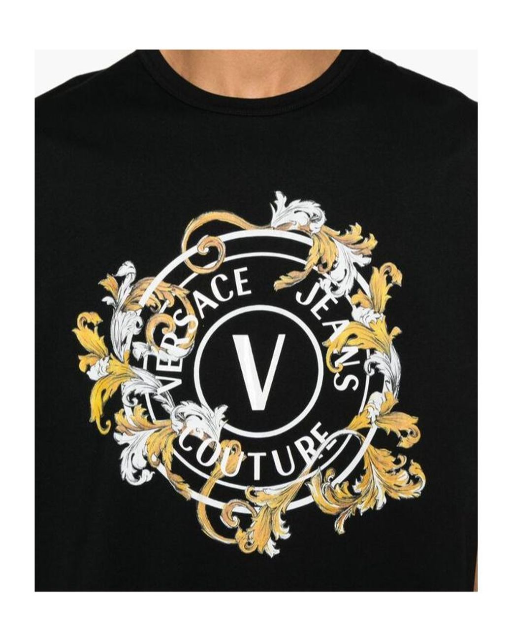 Versace Jeans Black Couture Baroque Logo T-Shirt for men