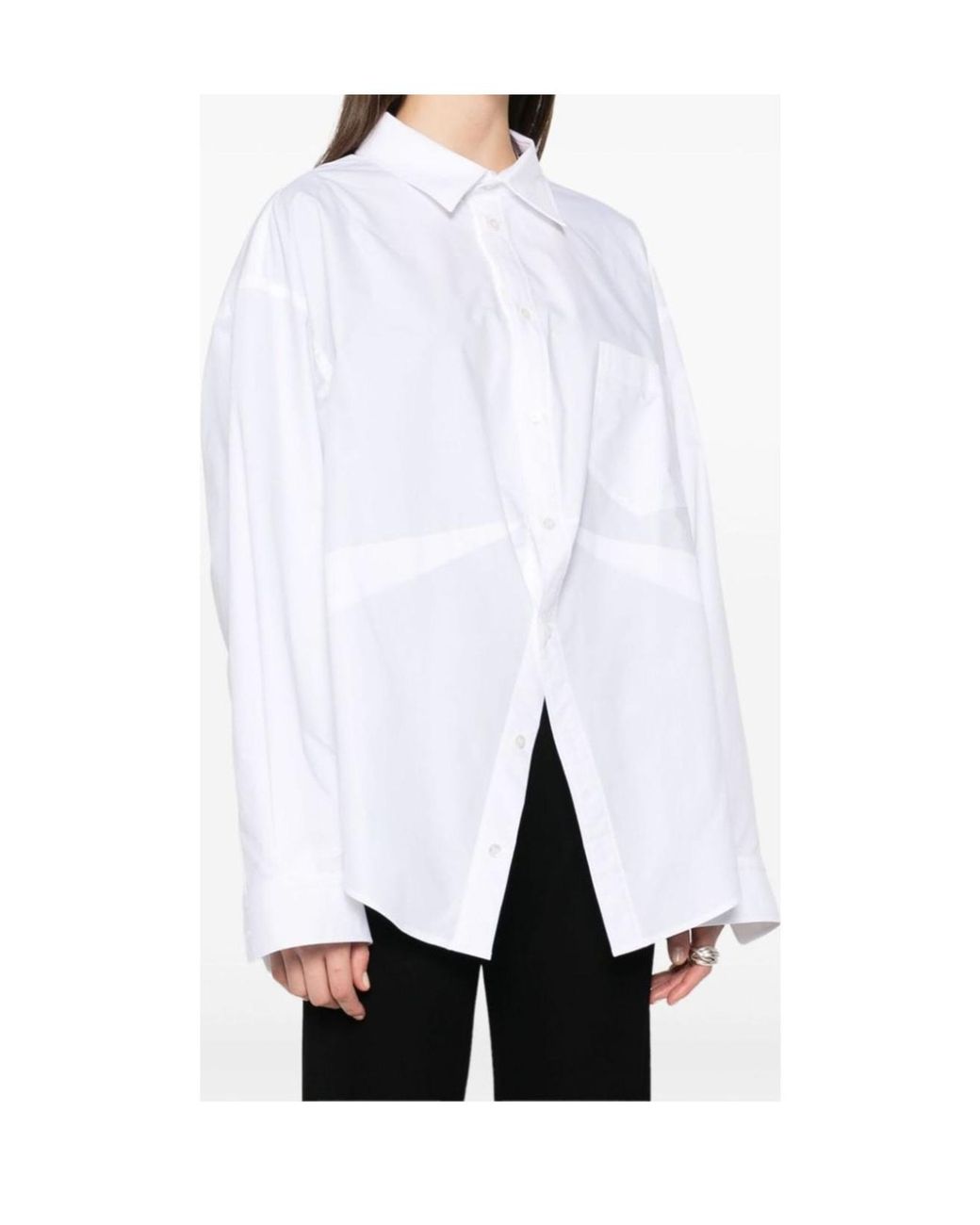 Balenciaga White Chest Pocket Long-Sleeved Shirt