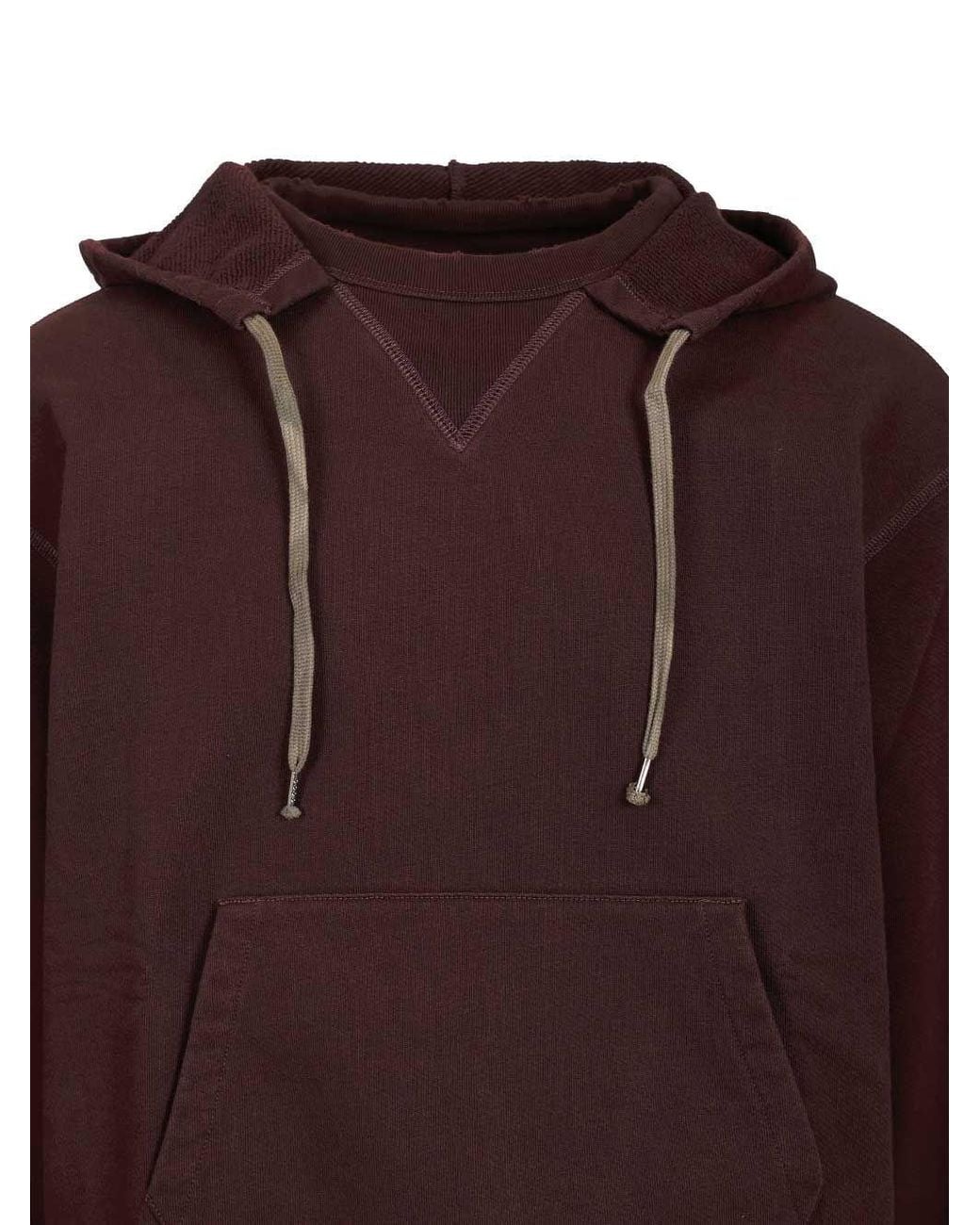Maison Margiela Brown V-Insert Drawstring Hoodie