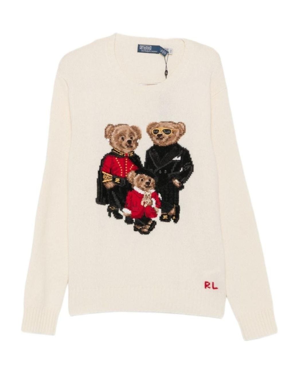 Polo Ralph Lauren White Polo Bear Intarsia-Knit Sweater for men