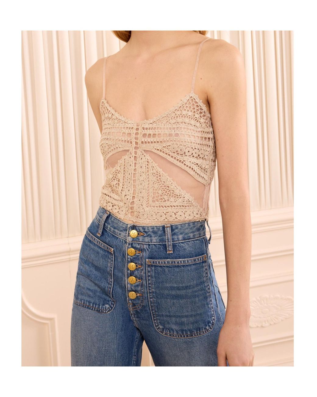 Ulla Johnson Natural Sleeveless Scoop Neck Camisole