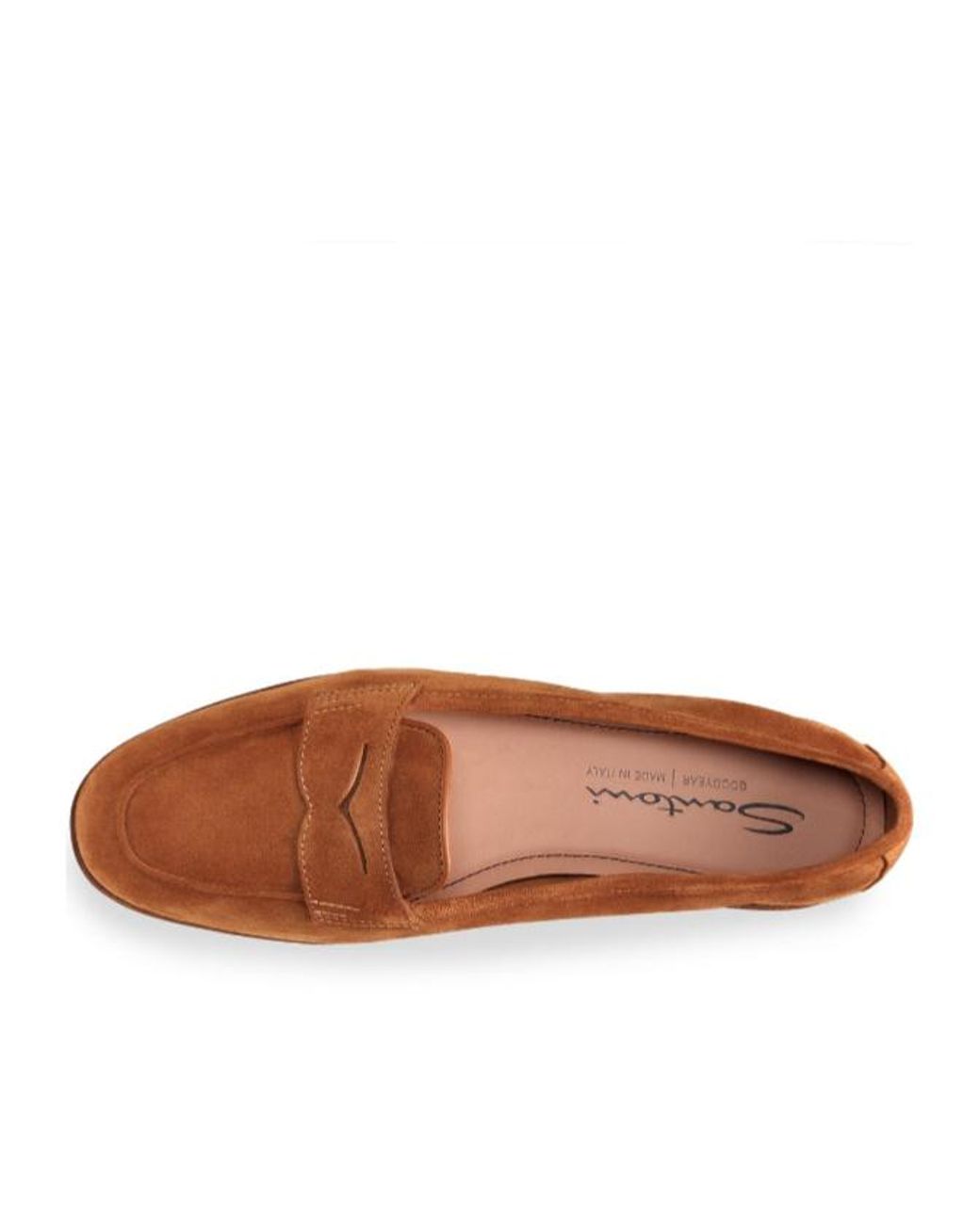 Santoni Brown Round-Toe Penny Loafers