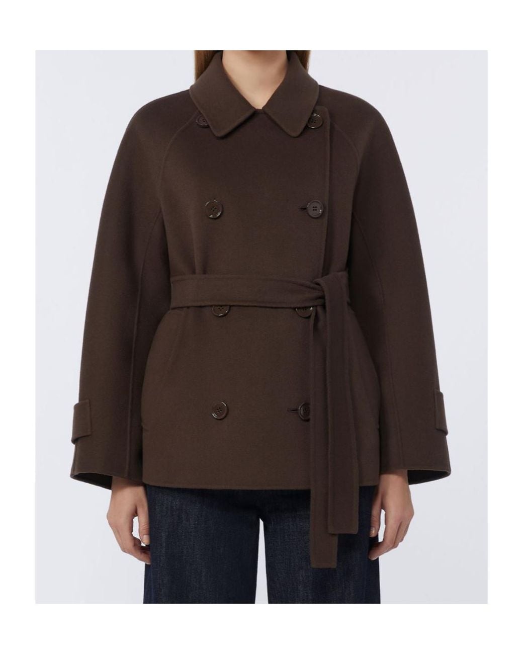 Max Mara Brown 'S Louise Double Breasted Short Belted Jacket