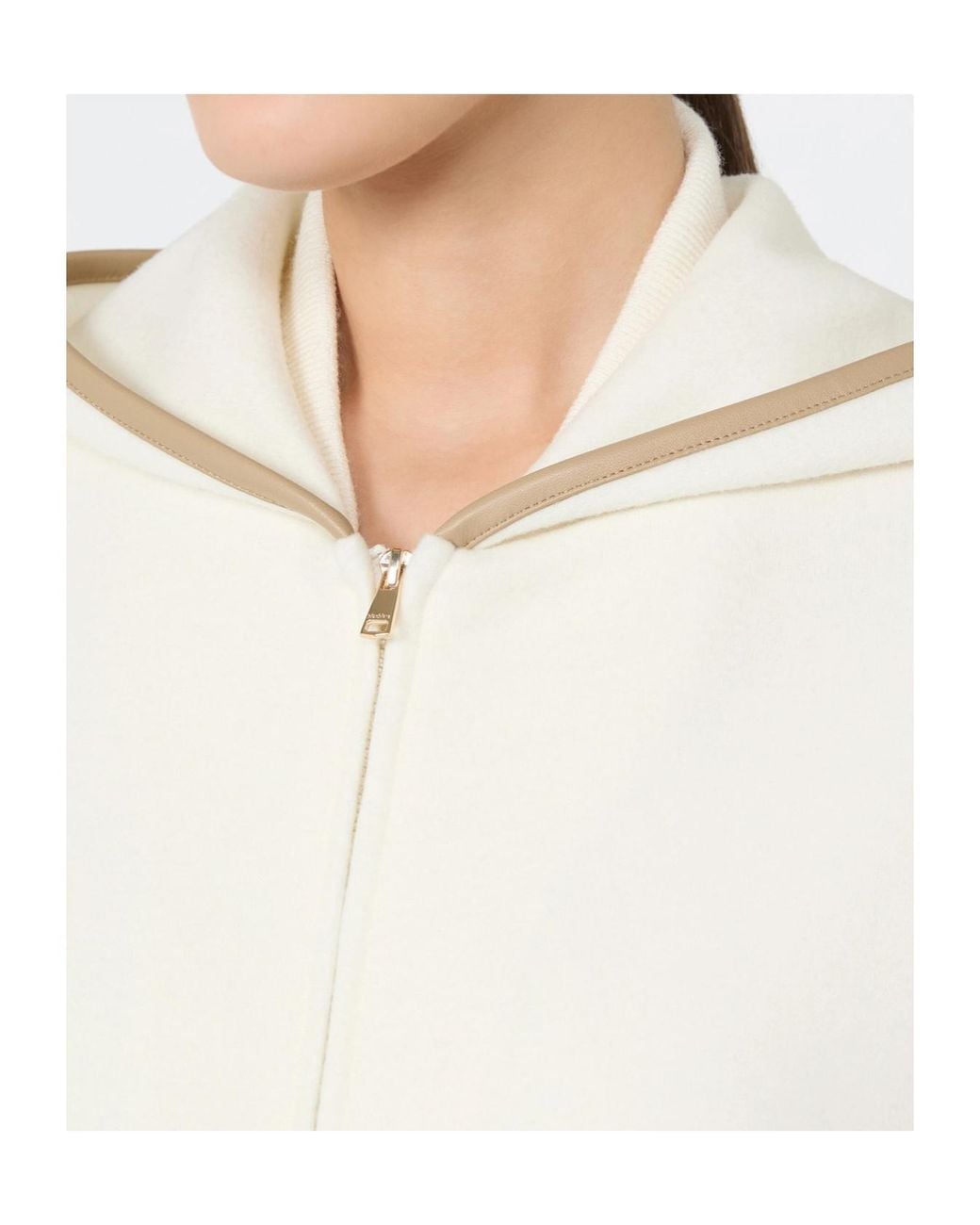 Max Mara White Wool And Cashmere Jersey Hooded Sweater