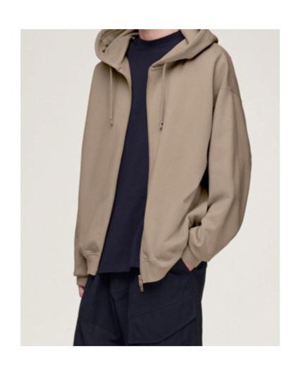 Y-3 Natural Zip-Up Drawstring Hoodie for men
